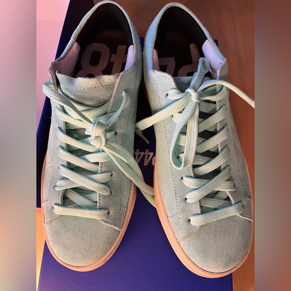 NWT P448 Jack Suede Low Top Sneaker (Women) Aqua P448 size 37 - Picture 11 of 16